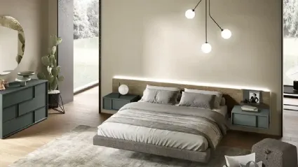 Letto Wall Panel P12 in impiallacciato rovere yuta di Moretti Compact Giorno Notte