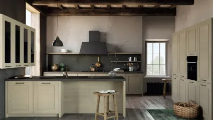 Cucina Moderna con penisola Cottage in legno di abete spazzolato di Fratelli Mirandola